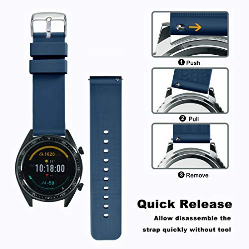 WOCCI Silicona Correa Reloj 20mm con Hebilla de Acero Inoxidable, Liberación Rápida y Unisex (Azul Oscuro) WOCCI Silicona Correa Reloj 20mm con Hebilla de Acero Inoxidable, Liberación Rápida y Unisex (Azul Oscuro)