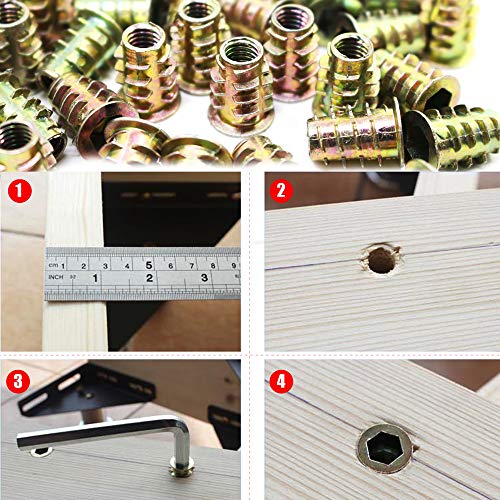 Wohlstand100 pcs/bolsa Rosca Hex Socket,Aleación Zinc Insertos de RoscaM4*10mm/M5*10mm/M6*12mm/M8*14mm,Carpintería Madera Kit de Herramienta de Surtido de Tuercas para Mueble de Madera (4 Tamaños) Wohlstand100 pcs/bolsa Rosca Hex Socket,Aleación Zinc Insertos de RoscaM4*10mm/M5*10mm/M6*12mm/M8*14mm,Carpintería Madera Kit de Herramienta de Surtido de Tuercas para Mueble de Madera (4 Tamaños)