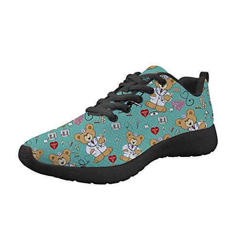 Woisttop Bear Doctor Blue Zapatillas para Correr Trail Mujeres Hombres Cordones Tela Zapatillas Deportivas Transpirables Zapatillas Deportivas Ligeras