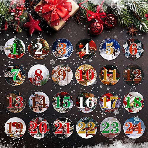 Wokkol Calendario de Adviento, 24 Botones de Calendario de Adviento Números, Pin Numerada (1–24) sí Manualidades de DIY de Navidad de Calendarios y para Decorar