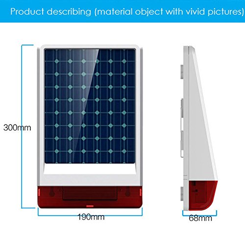 Wolf-Guard Sistema de Alarma de Seguridad Para el Hogar DIY LB-W06 Sirena Antirrobo Solar Para Exteriores, Con Detector De Movimiento PIR, Sensor de Ventana de Puerta y Control Remoto, 120dB