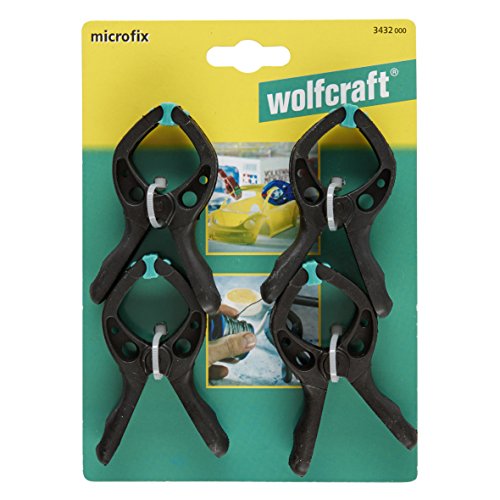 Wolfcraft 3432000 - Microfix - pinzas con resorte 30 mm, 4 unidades