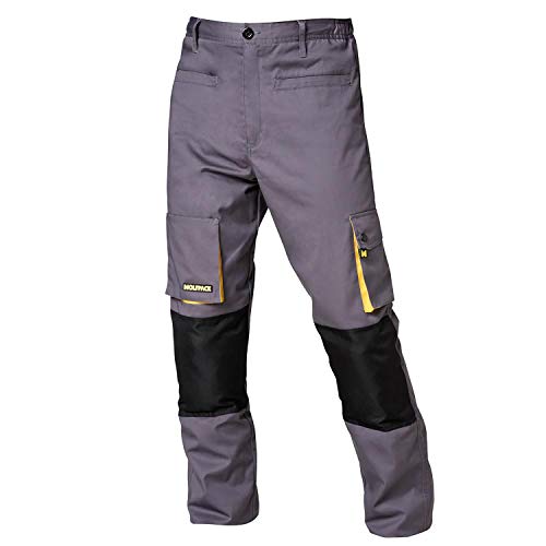 Wolfpack 15017090 - Pantalon de trabajo Gris/Amarillo, Talla 42/44 M