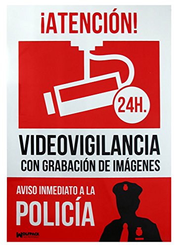 WOLFPACK LINEA PROFESIONAL 15050921 Cartel Alarma Conectada Aviso A Policía, 30 x 21 cm