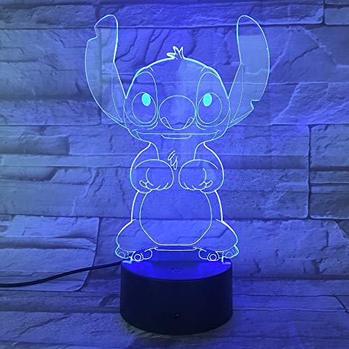 WoloShop Lampara LED Stitch Cambia Color USB Luz Nocturna