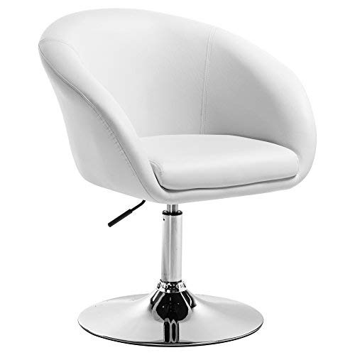 WOLTU 1x Taburete de Bar Altura Ajustable Acero Cromado, Cuero Sintético Taburete bajo Sillas Bar Taburete Peluquería Silla de Escritorio Blanco BH24ws-1