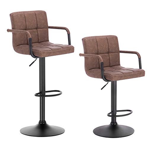 WOLTU 2 x Taburete de Bar con Respaldo Estilo Vintage Regulable en Altura y Giratorio Cuero Sintético Taburete Giratorio Silla de Bar para Bar Cocina Salon Dormitorio Marrón Oscuro BH113dbr-2 WOLTU 2 x Taburete de Bar con Respaldo Estilo Vintage Regulable en Altura y Giratorio Cuero Sintético Taburete Giratorio Silla de Bar para Bar Cocina Salon Dormitorio Marrón Oscuro BH113dbr-2