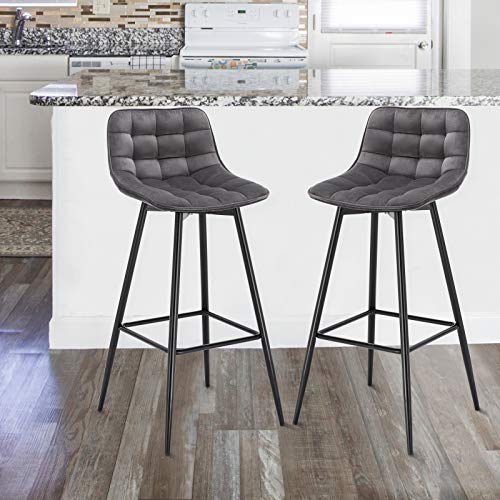 WOLTU 2X Taburete de Bar con Respaldo Paquete de 2 Marco de Metal Muebles Cocina Asiento de Terciopelo Taburete Alto Cocina Sillas Alta Bar Cocina Gris Oscuro BH143dgr-2 WOLTU 2X Taburete de Bar con Respaldo Paquete de 2 Marco de Metal Muebles Cocina Asiento de Terciopelo Taburete Alto Cocina Sillas Alta Bar Cocina Gris Oscuro BH143dgr-2