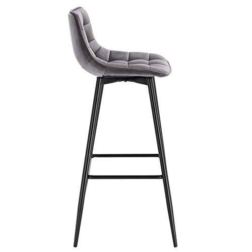 WOLTU 2X Taburete de Bar con Respaldo Paquete de 2 Marco de Metal Muebles Cocina Asiento de Terciopelo Taburete Alto Cocina Sillas Alta Bar Cocina Gris Oscuro BH143dgr-2 WOLTU 2X Taburete de Bar con Respaldo Paquete de 2 Marco de Metal Muebles Cocina Asiento de Terciopelo Taburete Alto Cocina Sillas Alta Bar Cocina Gris Oscuro BH143dgr-2
