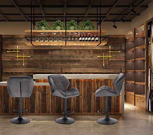 WOLTU 2X Taburete de Bar con Respaldo Sillas de Bar Regulables en Altura, con Asiento Acolchado Terciopelo Sillas Giratorias Muebles Cocina Silla de Comedor Gris Oscuro WOLTU 2X Taburete de Bar con Respaldo Sillas de Bar Regulables en Altura, con Asiento Acolchado Terciopelo Sillas Giratorias Muebles Cocina Silla de Comedor Gris Oscuro