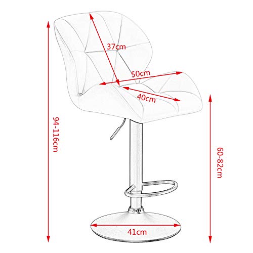 WOLTU 2X Taburete de Bar con Respaldo Sillas de Bar Regulables en Altura, con Asiento Acolchado Terciopelo Sillas Giratorias Muebles Cocina Silla de Comedor Gris Oscuro