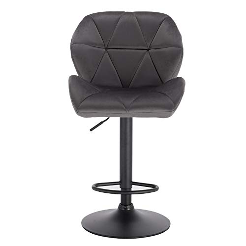 WOLTU 2X Taburete de Bar con Respaldo Sillas de Bar Regulables en Altura, con Asiento Acolchado Terciopelo Sillas Giratorias Muebles Cocina Silla de Comedor Gris Oscuro