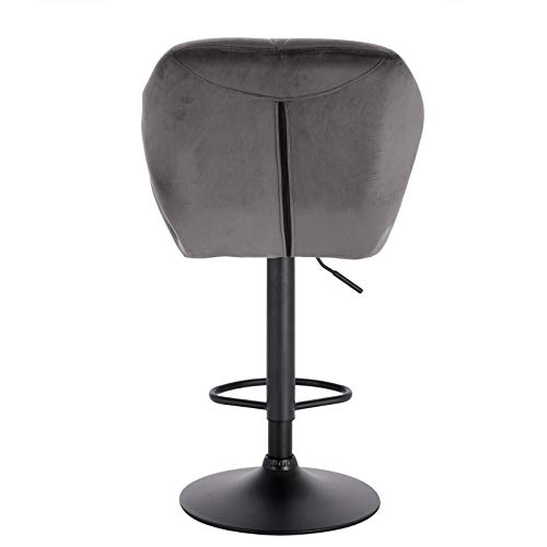 WOLTU 2X Taburete de Bar con Respaldo Sillas de Bar Regulables en Altura, con Asiento Acolchado Terciopelo Sillas Giratorias Muebles Cocina Silla de Comedor Gris Oscuro