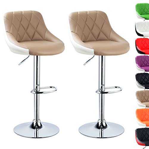 WOLTU 2X Taburetes de Bar con Respaldo Cuero Sintético Taburetes Alto Cocina Regulable en Altura Taburetes Giratorio Sillas Bar Taburete de Trabajo Caqui+Blanco BH30kk-2 WOLTU 2X Taburetes de Bar con Respaldo Cuero Sintético Taburetes Alto Cocina Regulable en Altura Taburetes Giratorio Sillas Bar Taburete de Trabajo Caqui+Blanco BH30kk-2