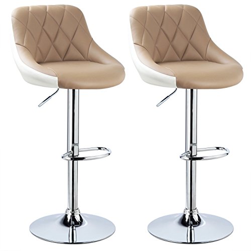 WOLTU 2X Taburetes de Bar con Respaldo Cuero Sintético Taburetes Alto Cocina Regulable en Altura Taburetes Giratorio Sillas Bar Taburete de Trabajo Caqui+Blanco BH30kk-2 WOLTU 2X Taburetes de Bar con Respaldo Cuero Sintético Taburetes Alto Cocina Regulable en Altura Taburetes Giratorio Sillas Bar Taburete de Trabajo Caqui+Blanco BH30kk-2