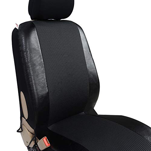 WOLTU AS7323 Cubiertas de Asiento de Coche universales para Furgonetas, 1 + 2 Fundas de Asiento Fundas de Asiento de Cuero sintético Negro-Gris