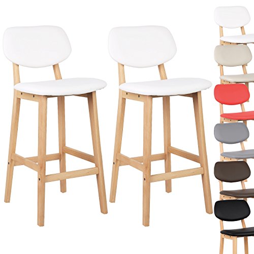 WOLTU BH51ws-2 Juego de taburetes de Bar Bien Acolchado Asiento y Respaldo de Cuero Artificial Silla de diseño Madera Blanco WOLTU BH51ws-2 Juego de taburetes de Bar Bien Acolchado Asiento y Respaldo de Cuero Artificial Silla de diseño Madera Blanco