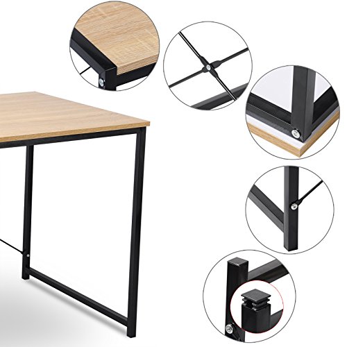 WOLTU Escritorio de Computadora Muebles de Oficina Mesa de PC Mesa de Oficina de Madera y Acero, con Estante TSB03hei-a Negro + Roble Claro WOLTU Escritorio de Computadora Muebles de Oficina Mesa de PC Mesa de Oficina de Madera y Acero, con Estante TSB03hei-a Negro + Roble Claro
