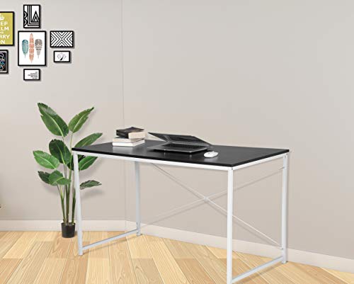 WOLTU Escritorio de Computadora Muebles de Oficina Mesa de PC Mesa de Oficina Ordenador con Diseño Industrial, Madera y Acero 120x60x70cm Negro+Blanco TSB08sz