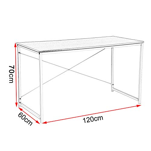 WOLTU Escritorio de Computadora Muebles de Oficina Mesa de PC Mesa de Oficina Ordenador con Diseño Industrial, Madera y Acero 120x60x70cm Negro+Blanco TSB08sz