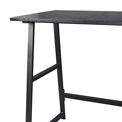 WOLTU Escritorio Mesa de Trabajo Mesa de Oficina Mesa de Ordenador portátil con 2 estantes, de Madera y Acero 120x50x73cm Negro TSG25sz