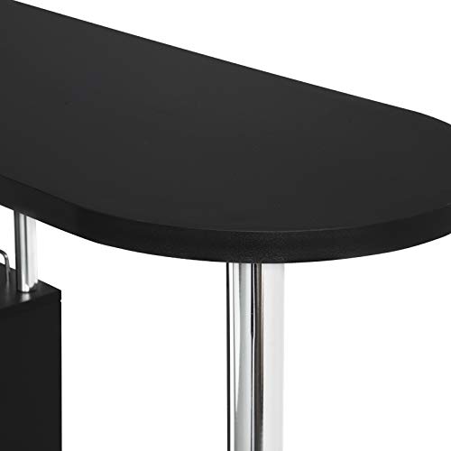 WOLTU Mesa de Bar Mesa de Bistro Mesa de Comedor con Tres Rejillas Estructuras para Vino, Metal, MDF 113x40x105cm(BxTxH) Negro BT22sz