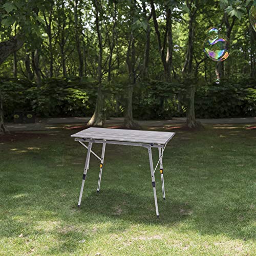 WOLTU Mesa de Camping Mesa Plegable Mesa de Jardín Mesa de Trabajo Mesa de Balcón Aluminio, con Bolsa, Altura Ajustable, 90x52.2X (45-72) cm CPT8129sb