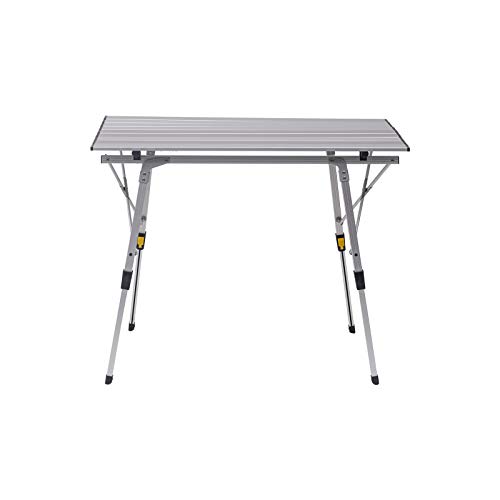 WOLTU Mesa de Camping Mesa Plegable Mesa de Jardín Mesa de Trabajo Mesa de Balcón Aluminio, con Bolsa, Altura Ajustable, 90x52.2X (45-72) cm CPT8129sb