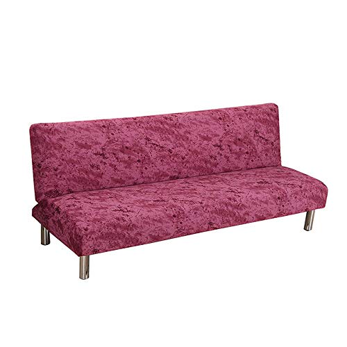 Womdee Funda de sofá sin brazos, color liso, funda de sofá cama, funda elástica de poliéster de 3 plazas, funda protectora para futón plegable, sin reposabrazos.