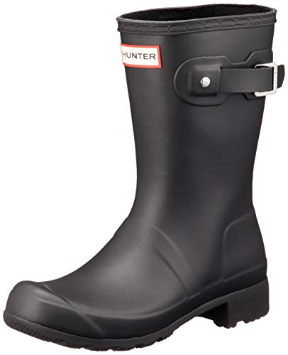 Womens Hunter Original Tour Short Winter Snow Rain Rubber Waterproof Boot - Black - 9