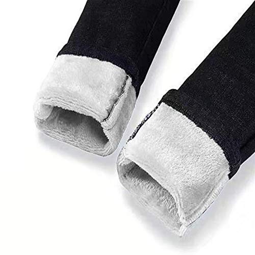 Womens Winter Fleece Lined Stretchy Jeggings High Waisted Skinny,Fleece Lined Slim Stretch Warm Jeggings,High-Waist Women Cold Winter Warm Leggings (Black, 32)