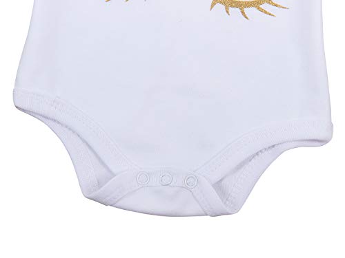 WonderBabe - Traje De Primer Cumpleaños para Niña Pequeña Patrón De Corona Mono Blanco De Manga Corta Top Malla Gasa Tutú Conjunto De Fiesta Edad 12 Meses