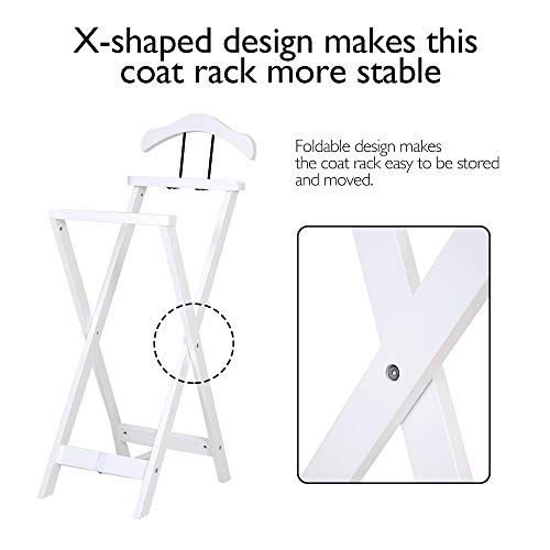 Wonderhome Soporte de madera para caballeros, plegable, color blanco Wonderhome Soporte de madera para caballeros, plegable, color blanco