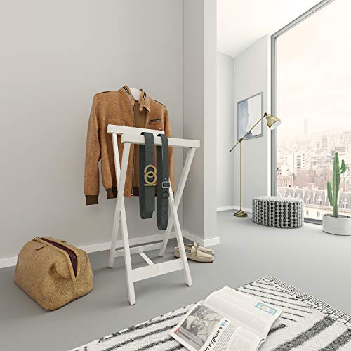 Wonderhome Soporte de madera para caballeros, plegable, color blanco Wonderhome Soporte de madera para caballeros, plegable, color blanco