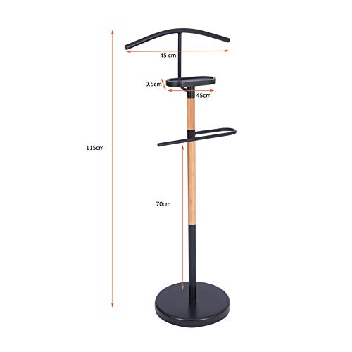 Wonderhome Soporte de Valet de Madera Soporte para Trajes de Hombre Valet de Ropa Negra Perchero Wonderhome Soporte de Valet de Madera Soporte para Trajes de Hombre Valet de Ropa Negra Perchero