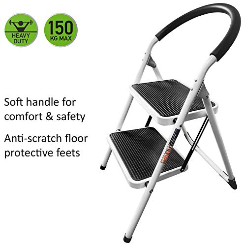 WonderWorker Barrow Taburete Escalera Plegable de Acero con 2 Peldaños Antideslizantes WonderWorker Barrow Taburete Escalera Plegable de Acero con 2 Peldaños Antideslizantes