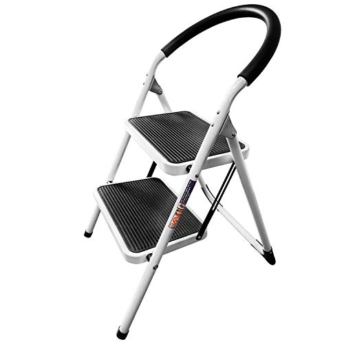 WonderWorker Barrow Taburete Escalera Plegable de Acero con 2 Peldaños Antideslizantes