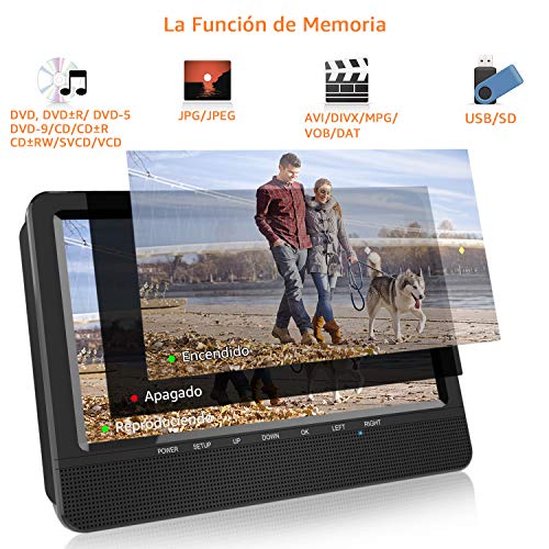 WONNIE 10.1" Reproductor de DVD Portátil con 2 Pantallas Soporta Tarjeta SD/USB para Reposacabezas de Coche con Mando a Distancia WONNIE 10.1" Reproductor de DVD Portátil con 2 Pantallas Soporta Tarjeta SD/USB para Reposacabezas de Coche con Mando a Distancia