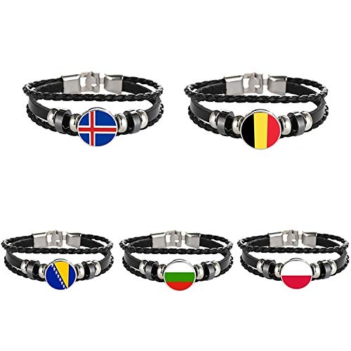 WONS Pulsera,Vendimia Multicapa Tejido Aleaciones Pulsera,Fútbol Tema Esposas por Hombres Mujer Moda Decoraciones/Bulgaria/Adjustable