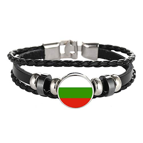 WONS Pulsera,Vendimia Multicapa Tejido Aleaciones Pulsera,Fútbol Tema Esposas por Hombres Mujer Moda Decoraciones/Bulgaria/Adjustable