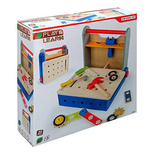 WOOMAX - Caja herramientas de madera plegable (ColorBaby 46216)