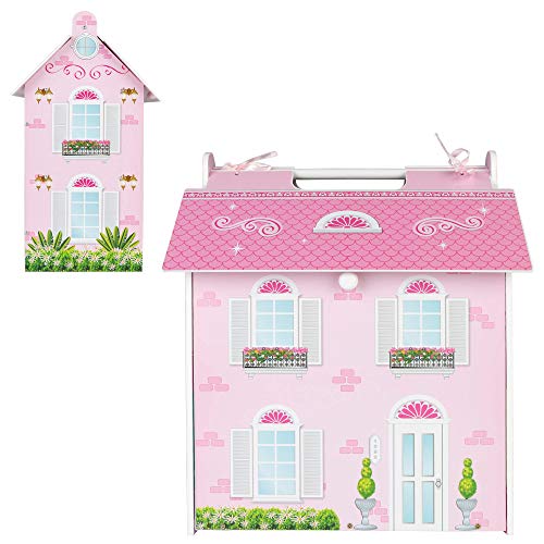 WOOMAX- Casa de Muñecas de Madera, Multicolor, 34 x 40 x 22 cm (Colorbaby 85295)