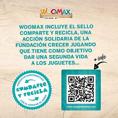 WOOMAX-Cubo 100 bloques de madera, (Colorbaby 40993)