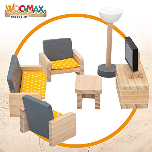 WOOMAX - Set mobiliario casa de muñecas madera Salón (46469)