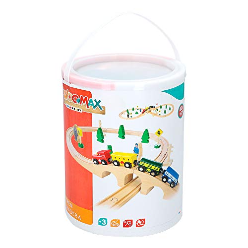 WOOMAX-Tren de madera pasajeros y vías 40 piezas, (ColorBaby 43634) WOOMAX-Tren de madera pasajeros y vías 40 piezas, (ColorBaby 43634)