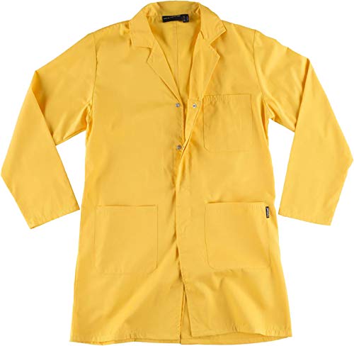 Work Team Bata Unisex con Cierre de Corchetes Ocultos, un Bolso de Pecho y Dos Laterales. Hombre Amarillo XXL