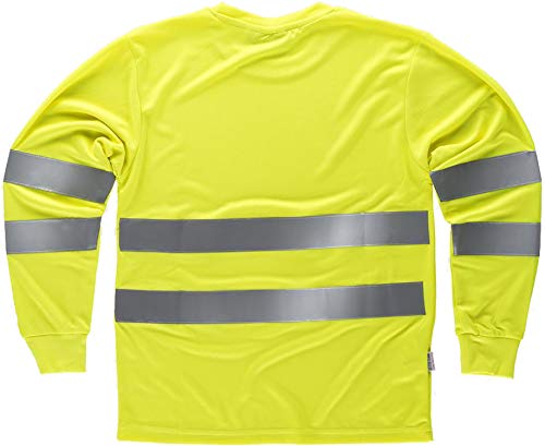 Work Team Camiseta Cuello Caja, Manga Larga, Alta Visibilidad, Cintas Reflectantes Hombre Amarillo A.V. 3XL