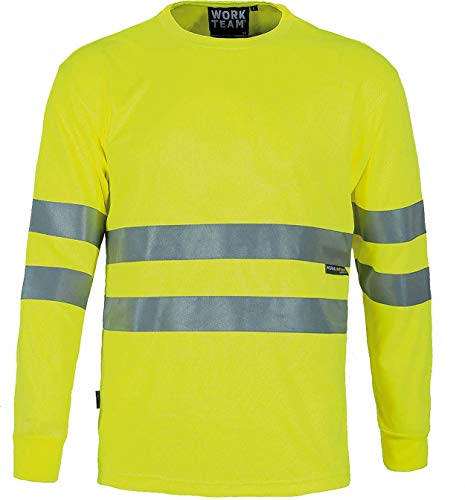 Work Team Camiseta Cuello Caja, Manga Larga, Alta Visibilidad, Cintas Reflectantes Hombre Amarillo A.V. 3XL Work Team Camiseta Cuello Caja, Manga Larga, Alta Visibilidad, Cintas Reflectantes Hombre Amarillo A.V. 3XL