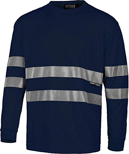 Work Team Camiseta Cuello Caja, Manga Larga, Cintas Reflectantes Hombre Marino L Work Team Camiseta Cuello Caja, Manga Larga, Cintas Reflectantes Hombre Marino L