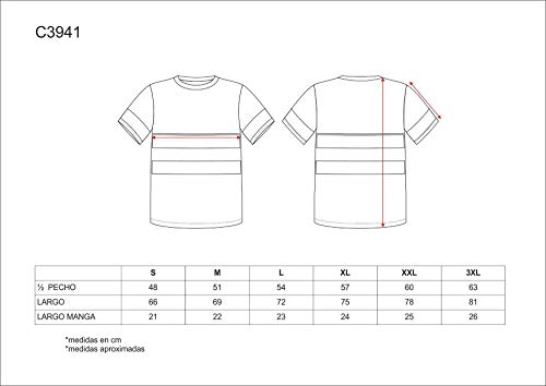 Work Team Camiseta Manga Corta combinada A.V. con Cintas Reflectantes. EN ISO 20471:2013 Hombre Amarillo A.V.+Marino L